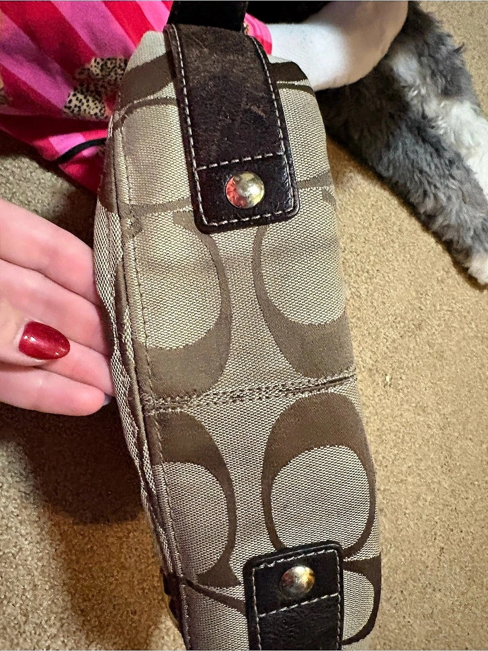 Coach Hamptons Signature Hobo Bag Signature Shoulder Bag in Brown & Beige - Picture 3 of 7